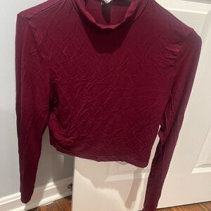 Burgundy Long Sleeve Crop Top
